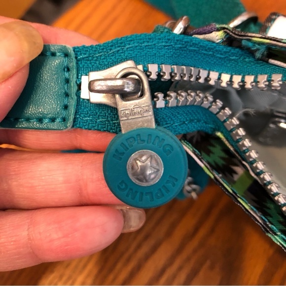 KIPLING Lucy, Crossbody Bag, Teal/White/Green/Black/Brown, 6.5”x8” - Picture 4 of 14